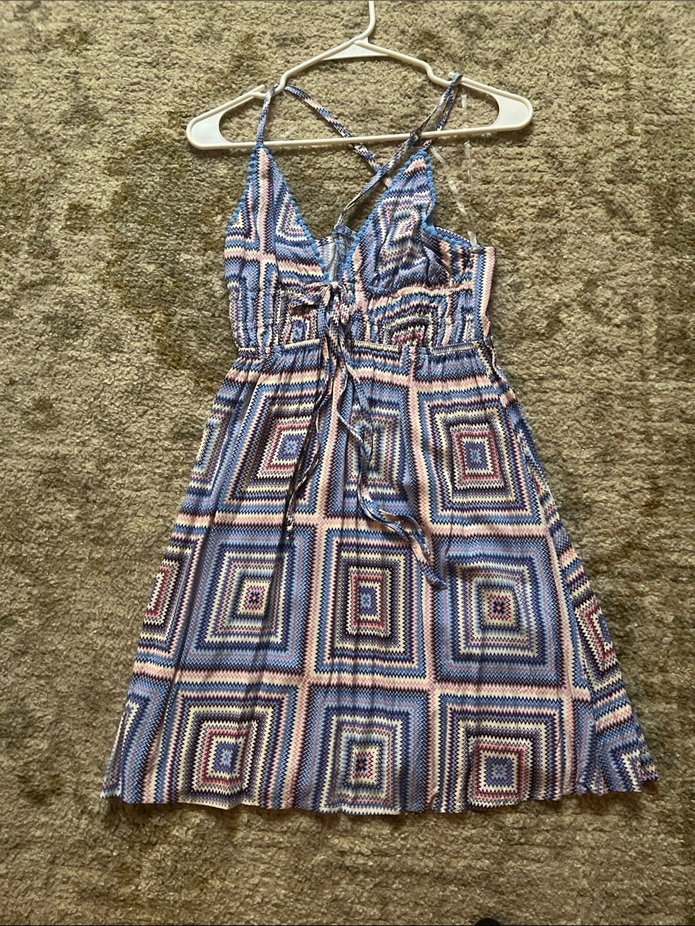 wild fable Blue and Pink Geometric Strap Mini Dress
